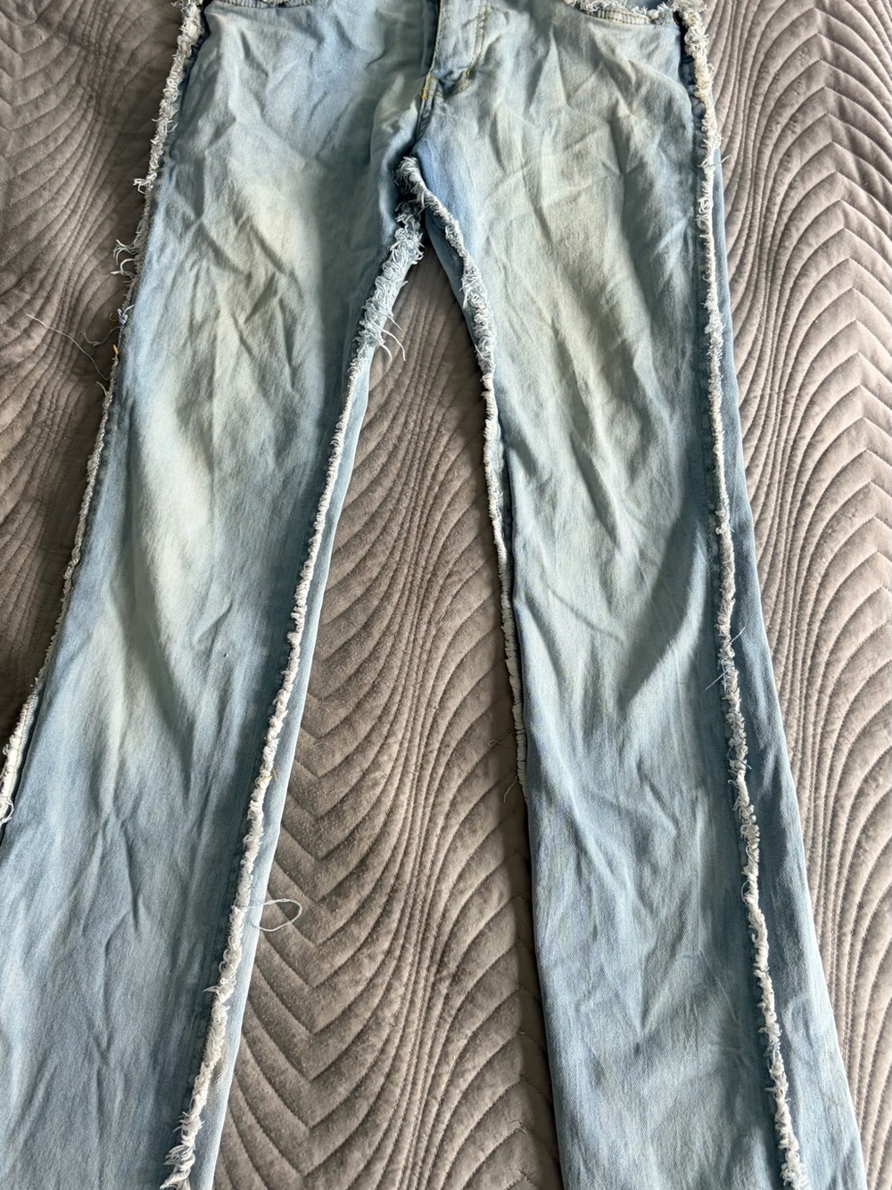 Light Wash Frayed-Edge Women's Flare Jeans